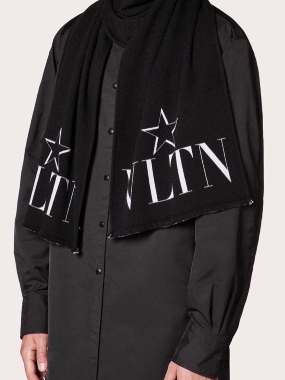 Valentino VLTN Wool & Silk-Blend Scarf - Authentic